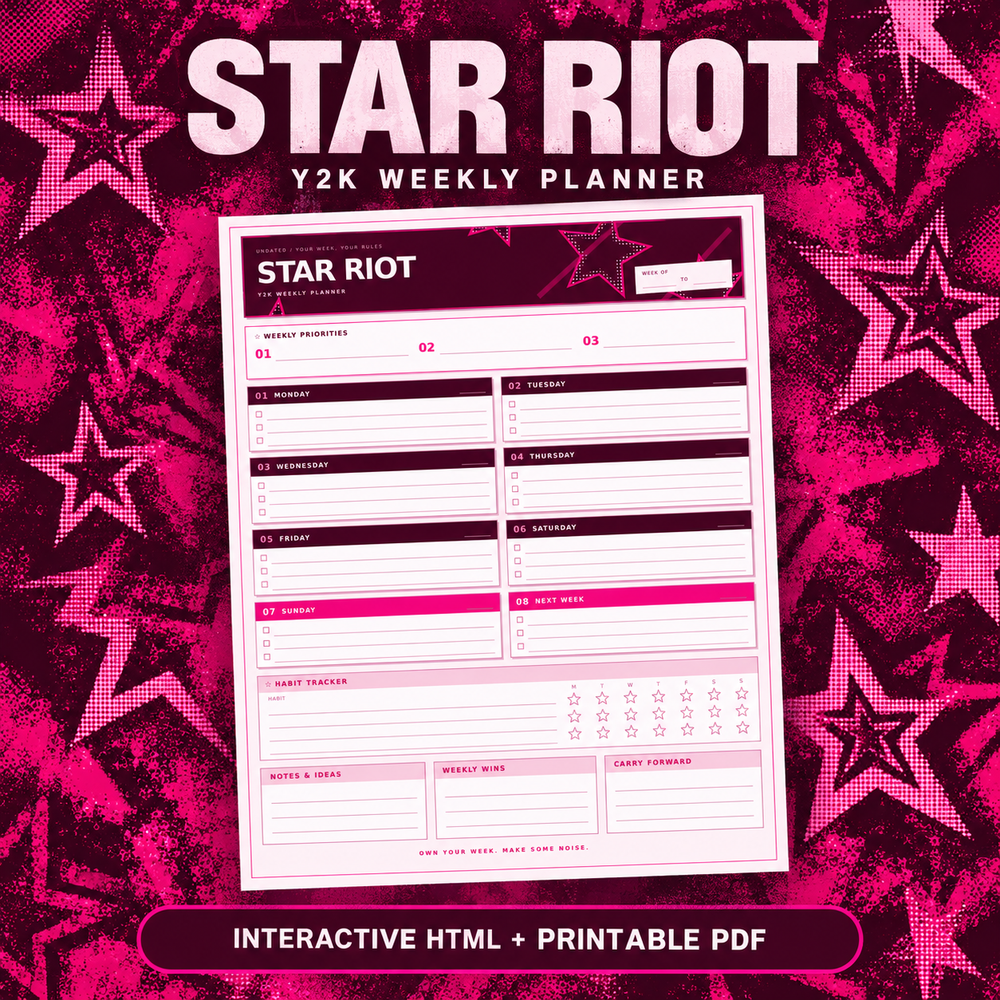 Star Riot — Y2K Weekly Planner