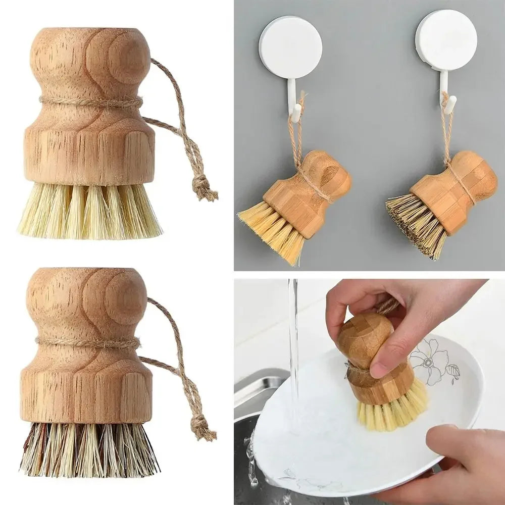 2pcs/set Kitchen Cleaning Brush Wooden Dish Brush with Natural Sisal and Coconut Durable Portable Eco Friendly Zero Waste - Vaxicy