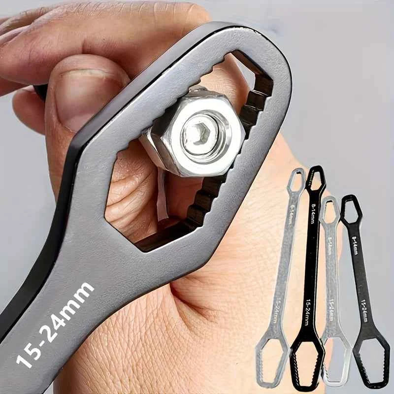 universal double-ended wrench for multiple bolt sizes