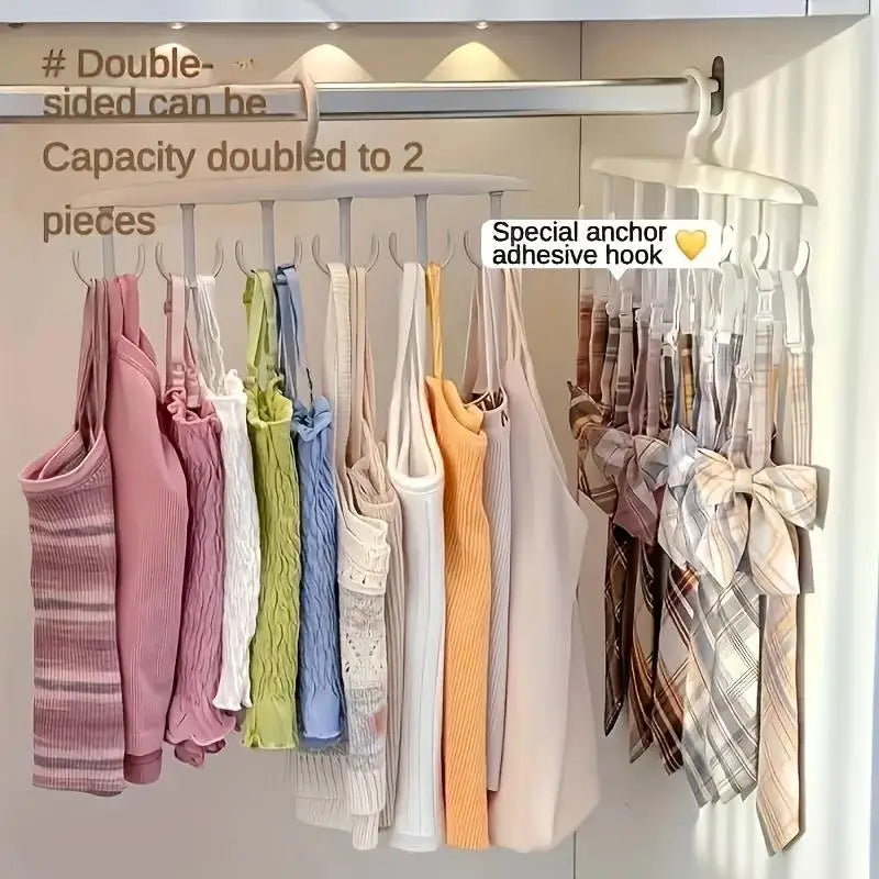 12-Hook Rotating Closet Hanger – adhesive round wall hooks