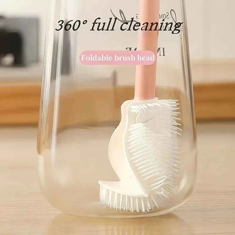 Foldable 360 Degree Silicone Bottle Brush – practical home and kitchen gadget
