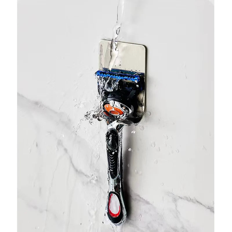 Bathroom Stainless Steel Razor Holder Storage Hook Wall  Men Shaving Shaver Shelf Punch Free Razor RackBathroom Accessories - Vaxicy