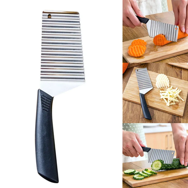 Crinkle-Cut Potato Slicer – Stainless Steel Wavy Knife