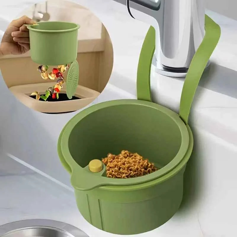 press-type drain basket for washing fruits and vegetables