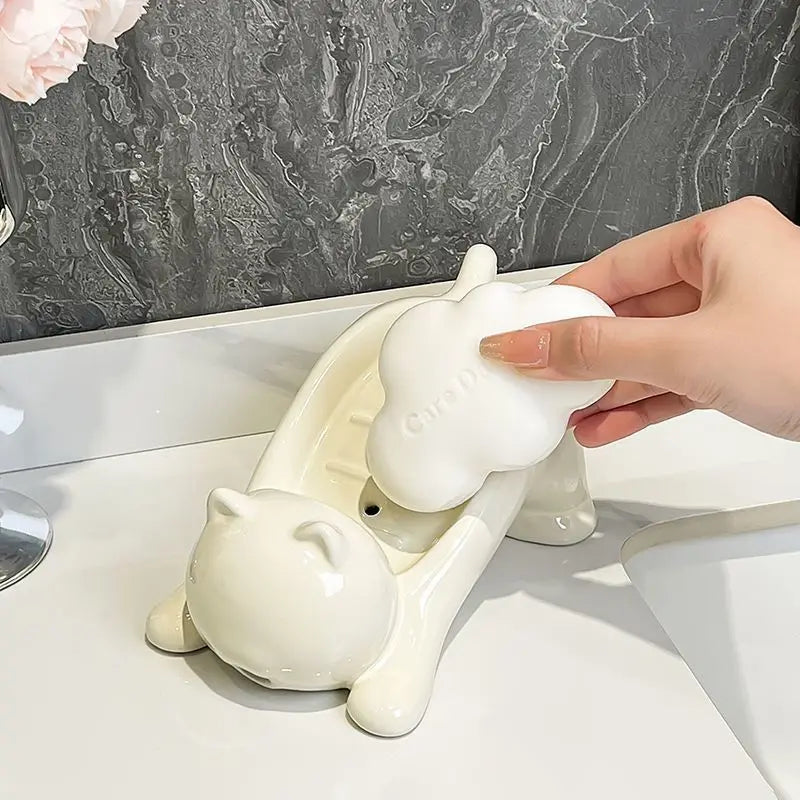 Cute Cat Drain Soap Holder - close-up detail and material
