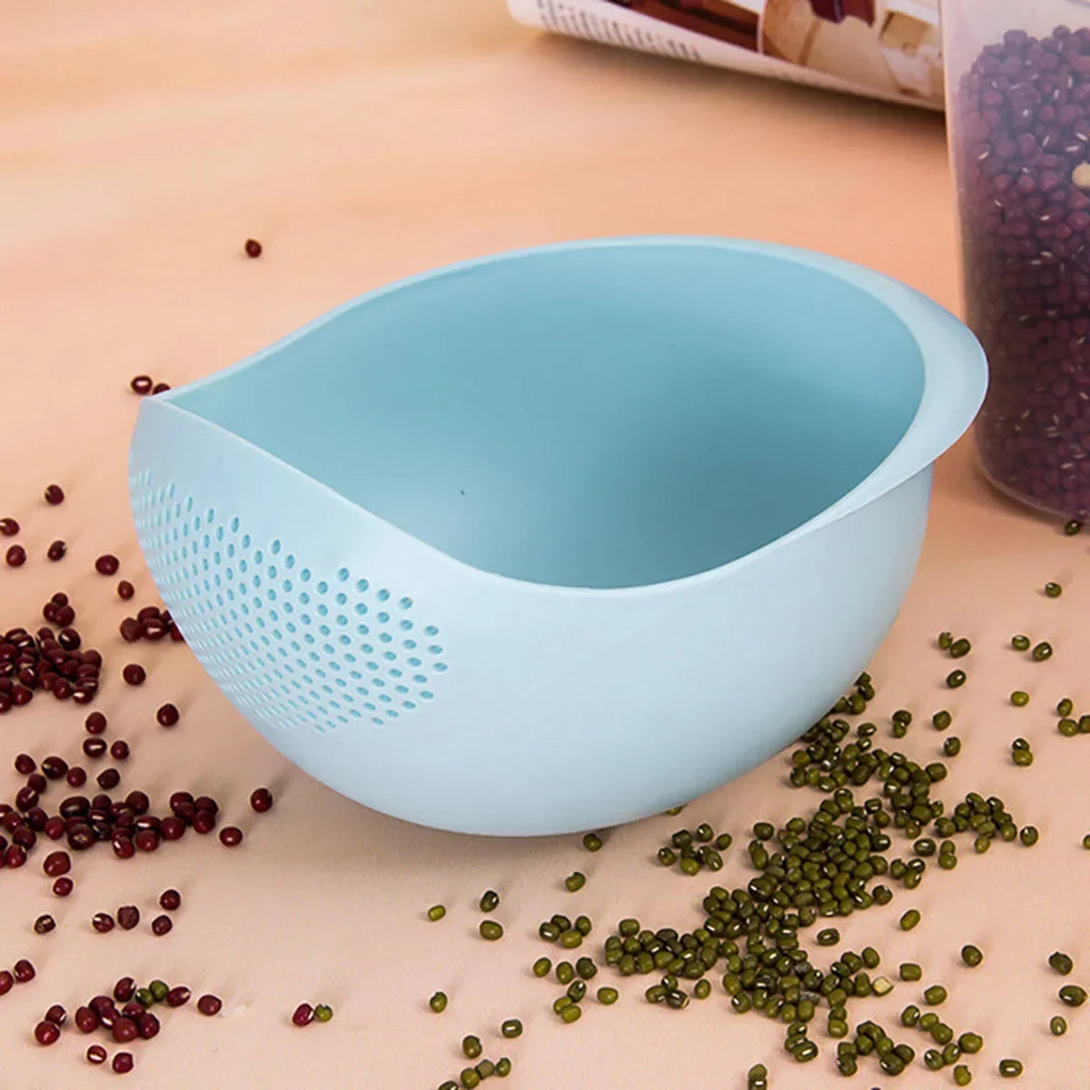 Silicone Colander Drain Basket with Handle - 1PC Rice and Fruit Washing Bowl for Home Kitchen Organizer - Vaxicy