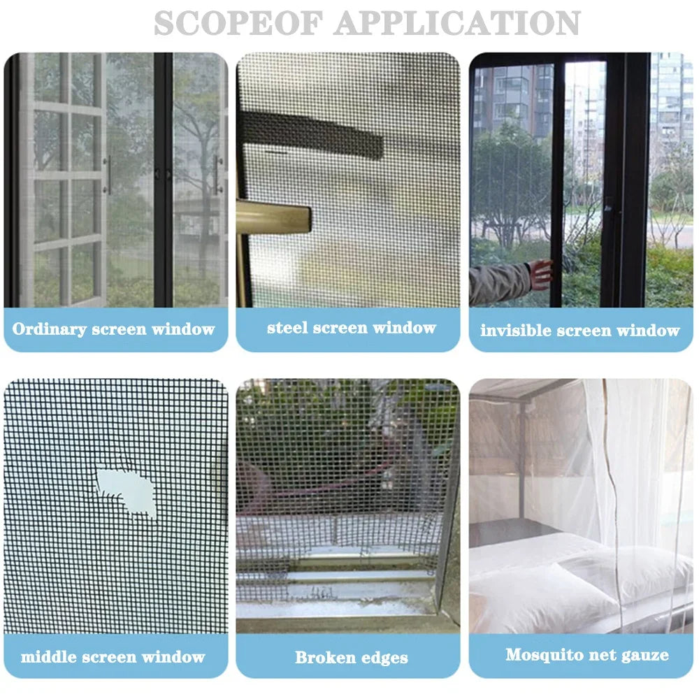 Mosquito Net Windows anti-mosquito mesh Easy-to-Apply Waterproof Window Screen Repair Tape Self-Adhesive Mesh Patch - Vaxicy
