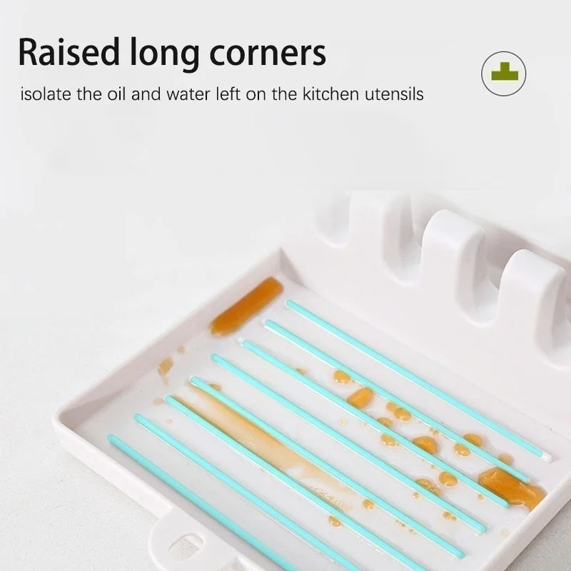 Kitchen Spoon Holders Fork Spatula Rack Shelf Organizer Plastic Chopsticks Holder Non-slip Spoons Pad - Vaxicy