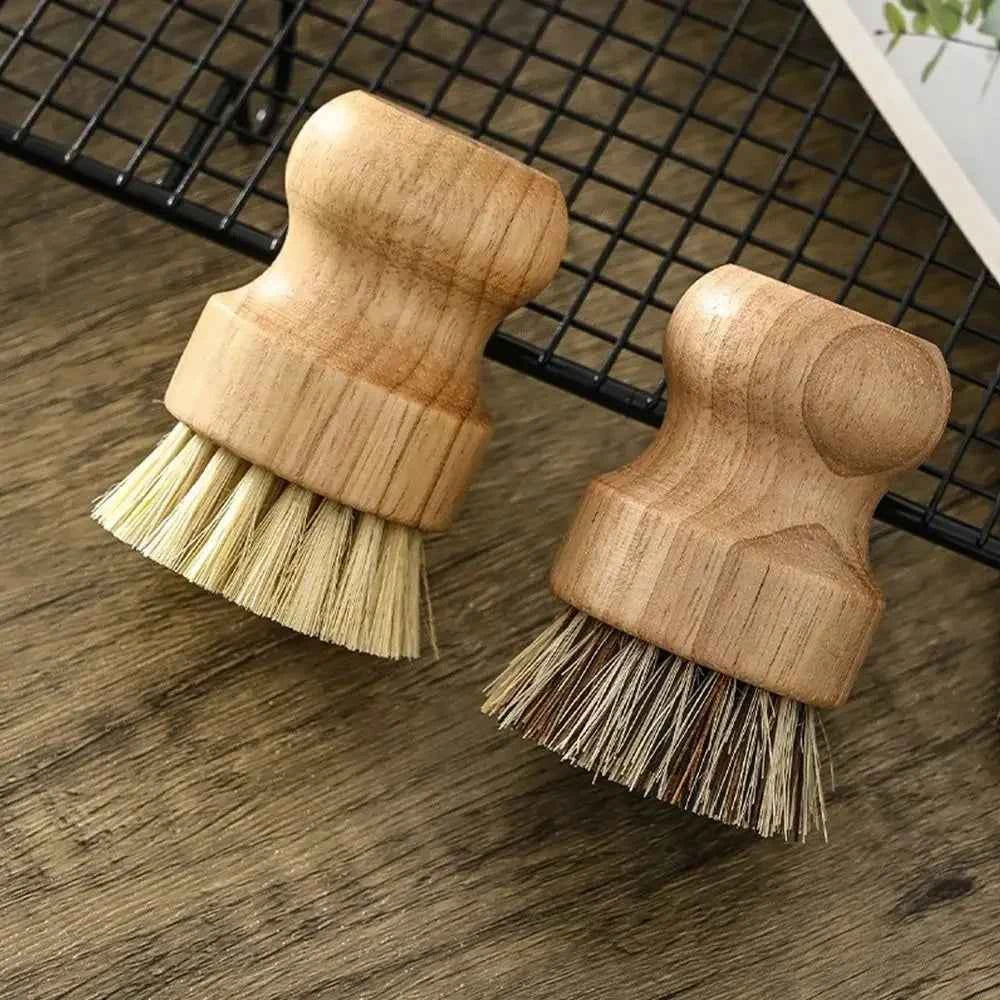 eco-friendly dish brush set with replaceable natural bristle heads