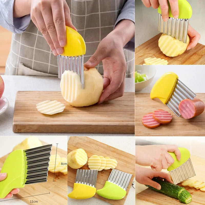 Crinkle-Cut Potato Slicer – Stainless Steel Wavy Knife