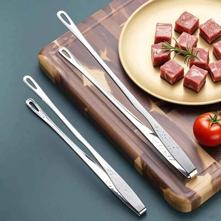 Stainless Steel BBQ & Kitchen Tongs - close-up detail and material