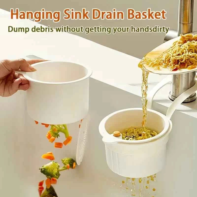 Press-Type Drain Basket for Kitchen & Bathroom | Multi-Functional Food Strainer & Sink Organizer - Vaxicy