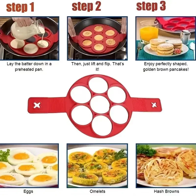 7-Hole Silicone Pancake & Egg Mold