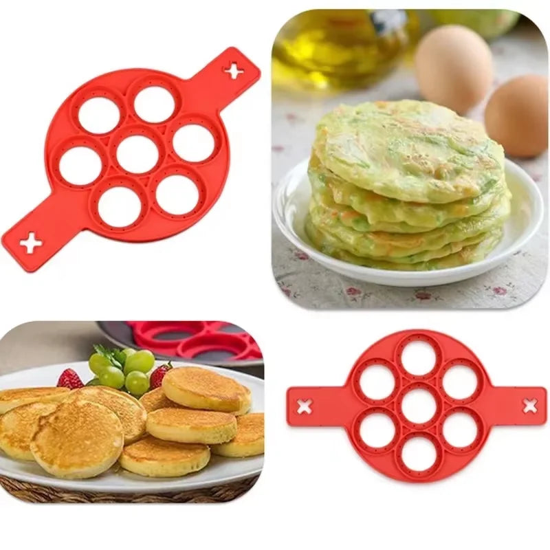 7-Hole Silicone Pancake & Egg Mold - close-up detail and material