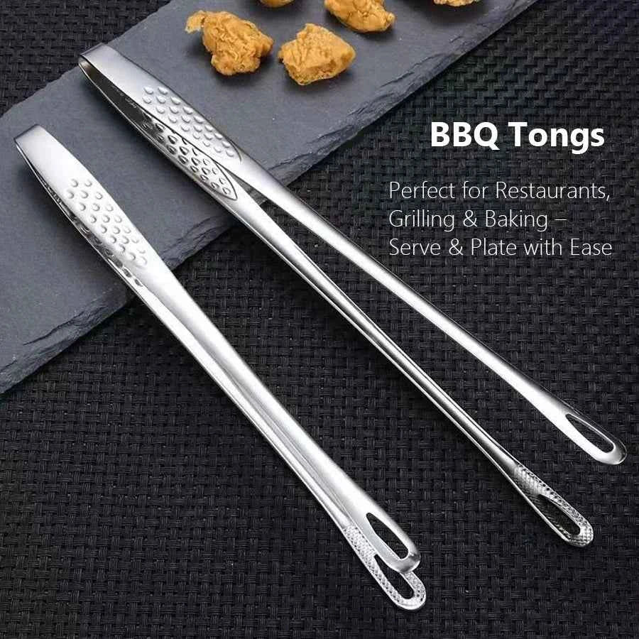 Stainless Steel BBQ & Kitchen Tongs - lifestyle use in small kitchen or home