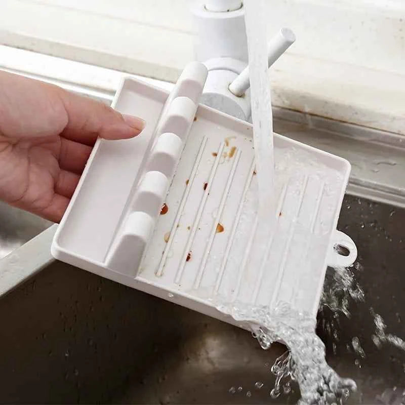 Kitchen Utensil Holder - Plastic Spoon Holder Rack Shelf Organizer for Forks, Spatulas, and Chopsticks