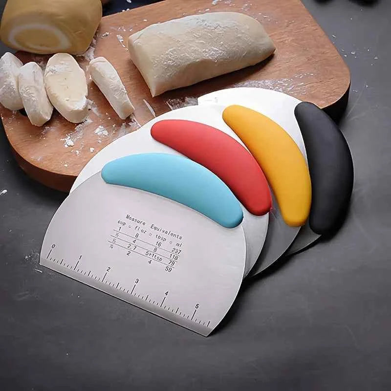 Stainless Steel Dough Scraper - lifestyle use in small kitchen or home