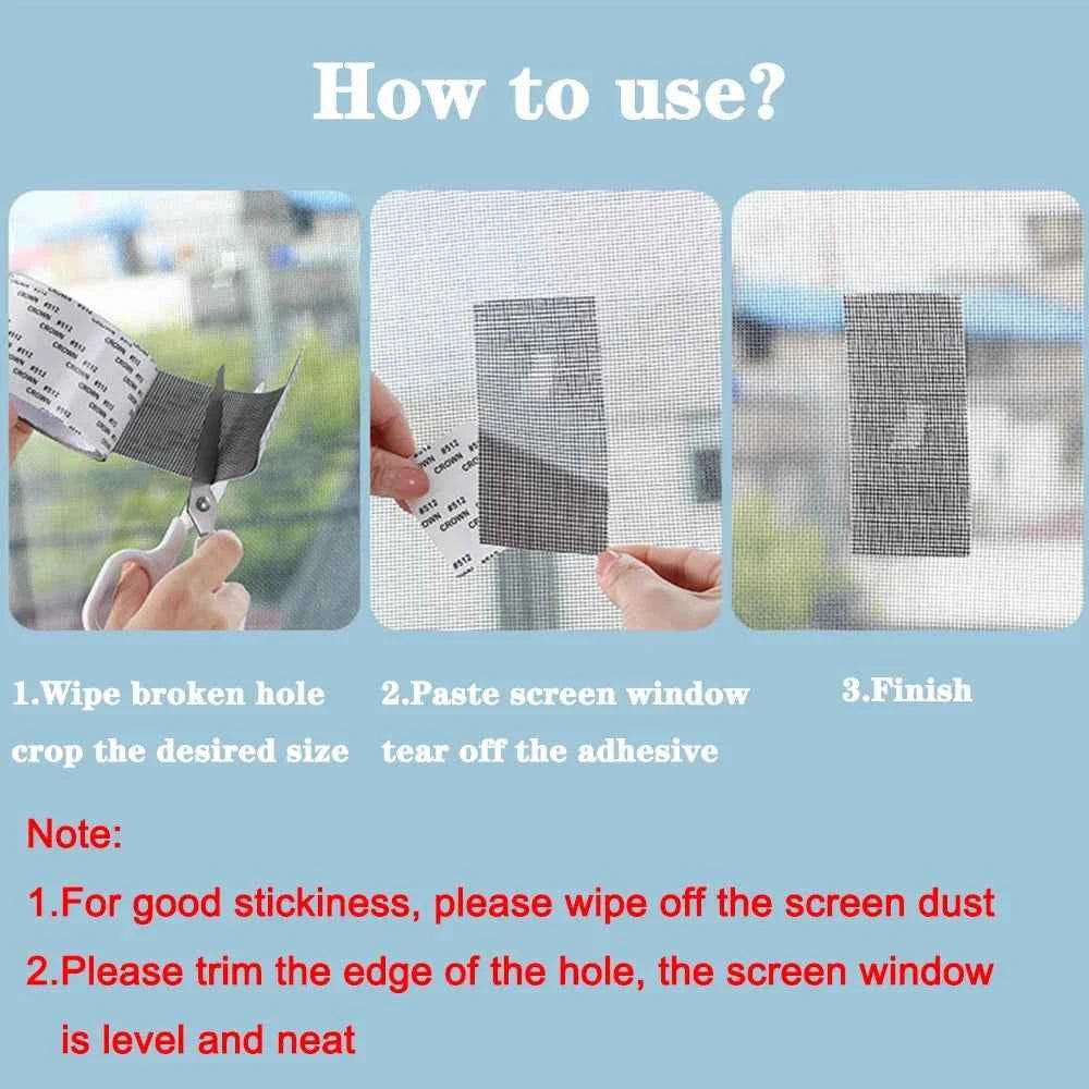 Self-Adhesive Window Screen Repair - close-up detail and material