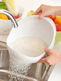 Silicone Colander Drain Basket with Handle - 1PC Rice and Fruit Washing Bowl for Home Kitchen Organizer - Vaxicy