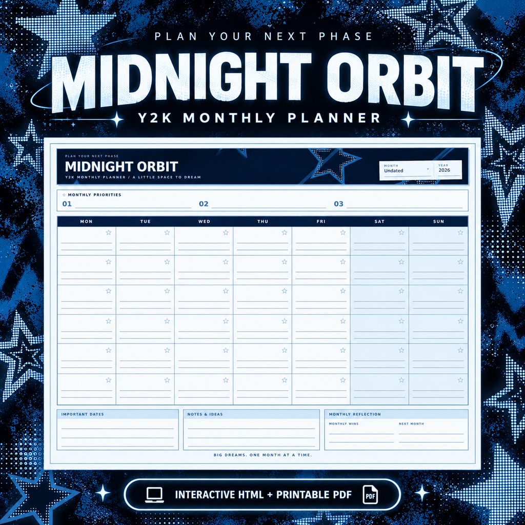 Midnight Orbit original monthly planner cover