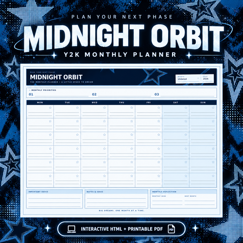 Midnight Orbit original monthly planner cover