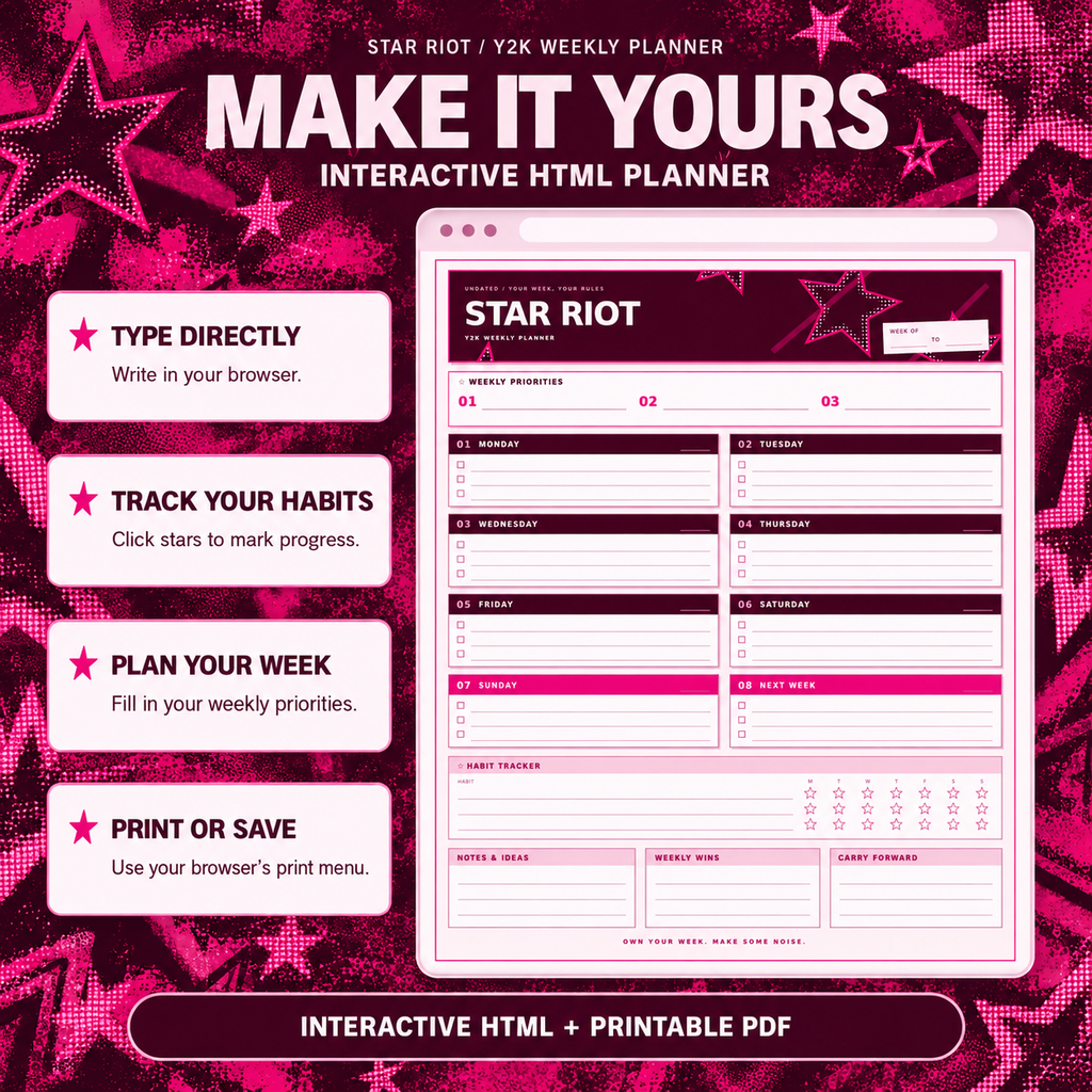 Star Riot interactive HTML planner