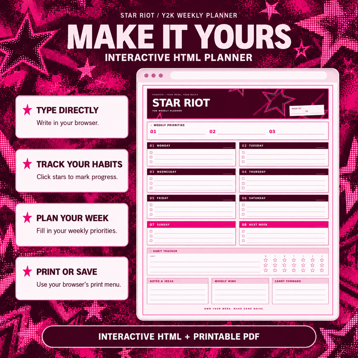 Star Riot interactive HTML planner