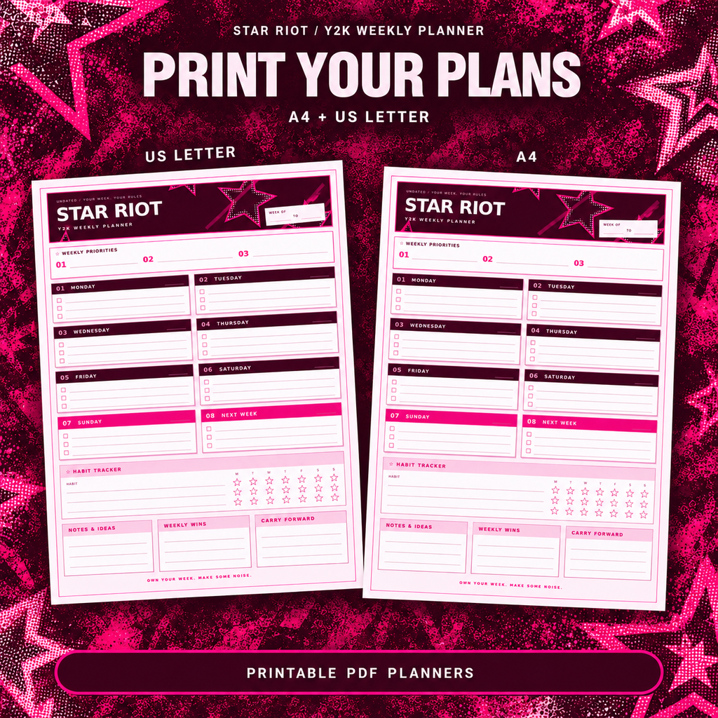 Star Riot A4 and US Letter printable planner