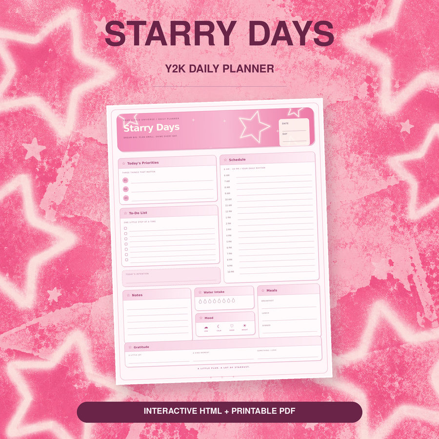 Starry Days — Y2K Daily Planner