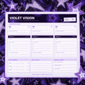 Violet Vision quarterly planner cover purple star background