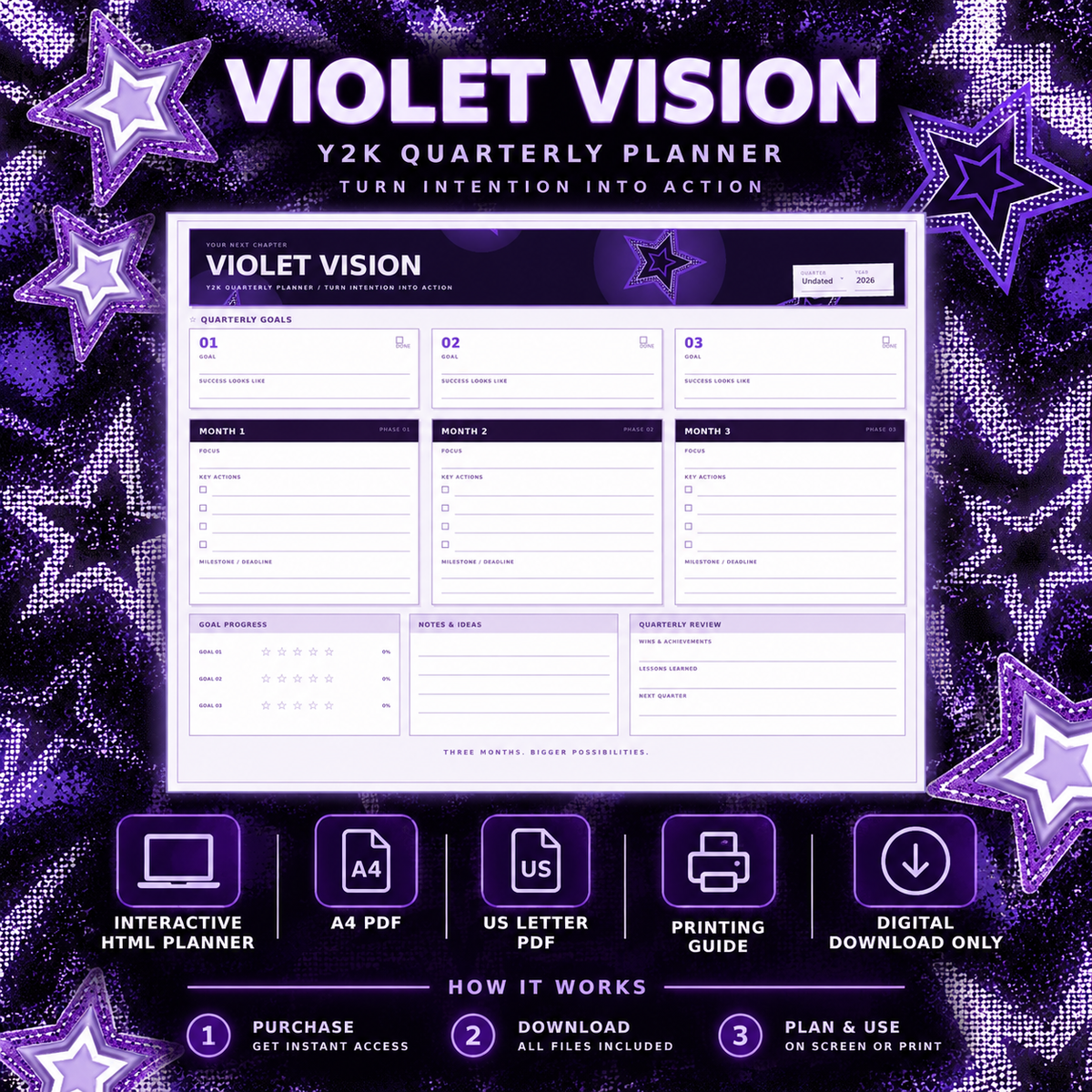 Violet Vision download contents purple star background