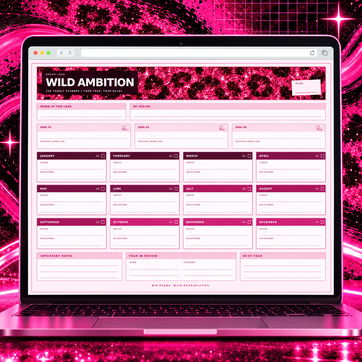 Wild Ambition interactive HTML planner