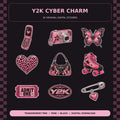Y2K Cyber Charm cover featuring actual pink and black stickers