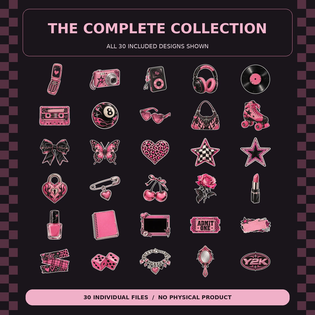 All 30 included transparent PNG sticker designs