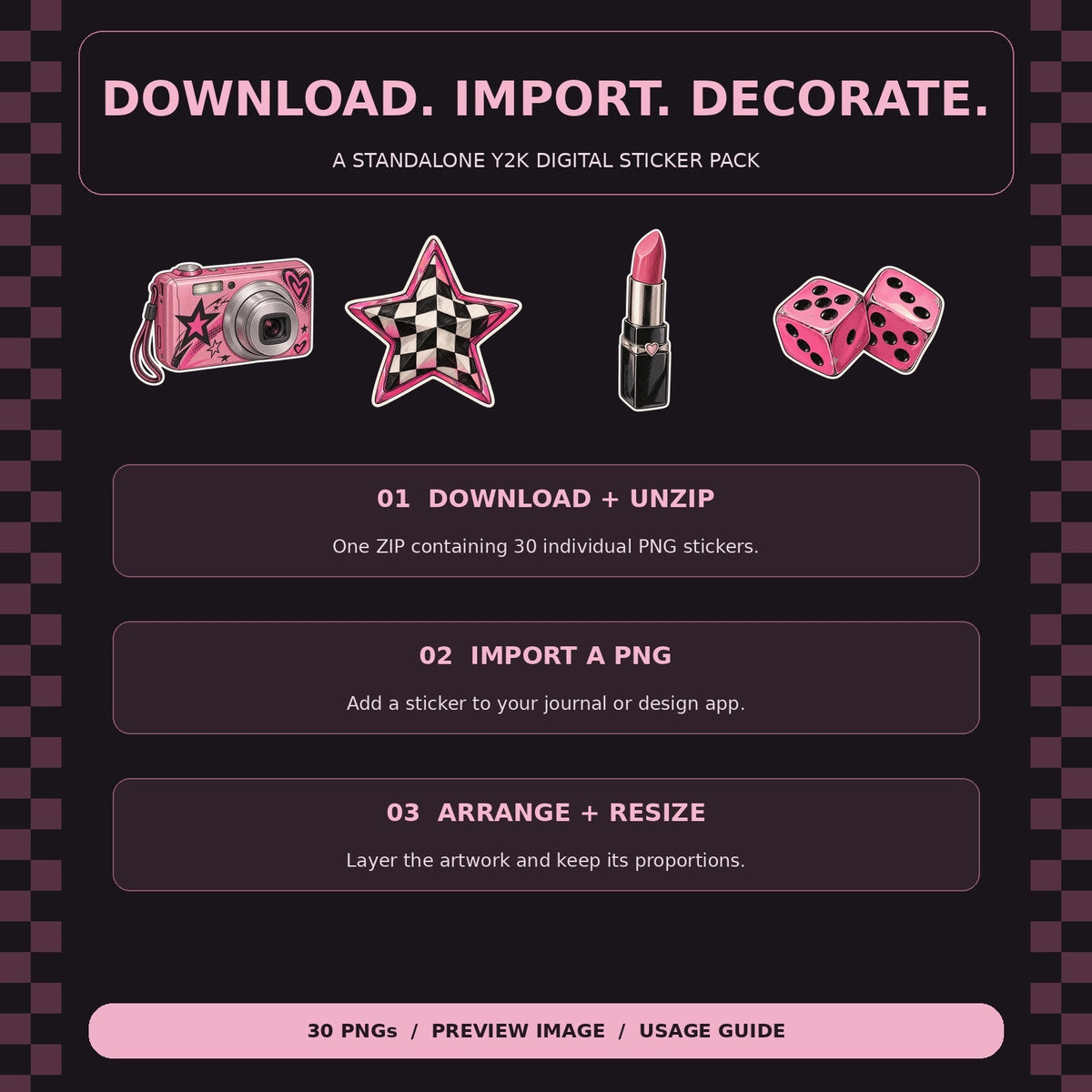 Download, import and decorate instructions
