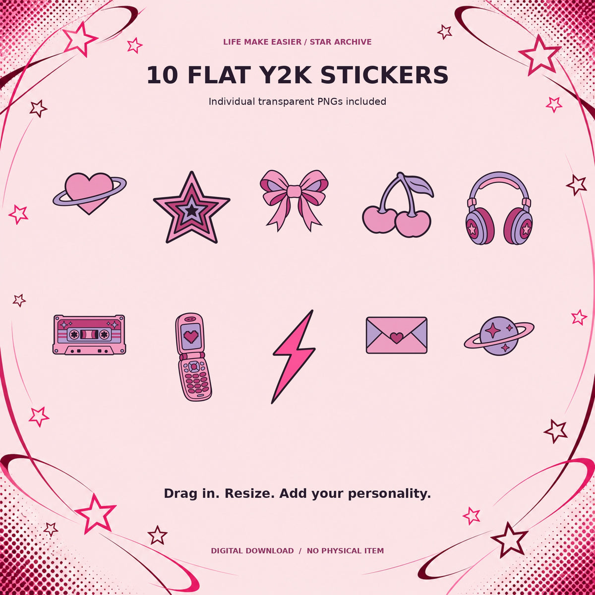 Star Archive Y2K digital notebook — 04 Stickers